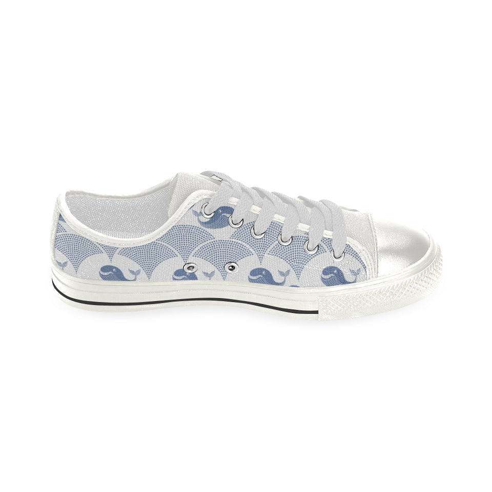 Whale Pattern Women's Low Top Canvas Shoes White