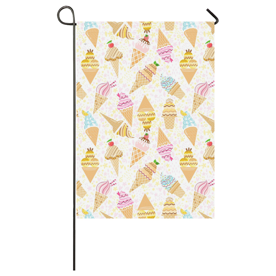 Ice Cream Cone Pattern Background House Flag Garden Flag