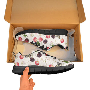 Cherry Flower Butterfly Pattern Men's Sneakers Black