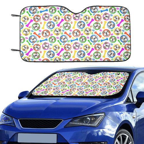 English Bulldog Pattern Print Design 05 Car Sun Shade