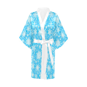 Snowflake Pattern Women's Short Kimono Robe