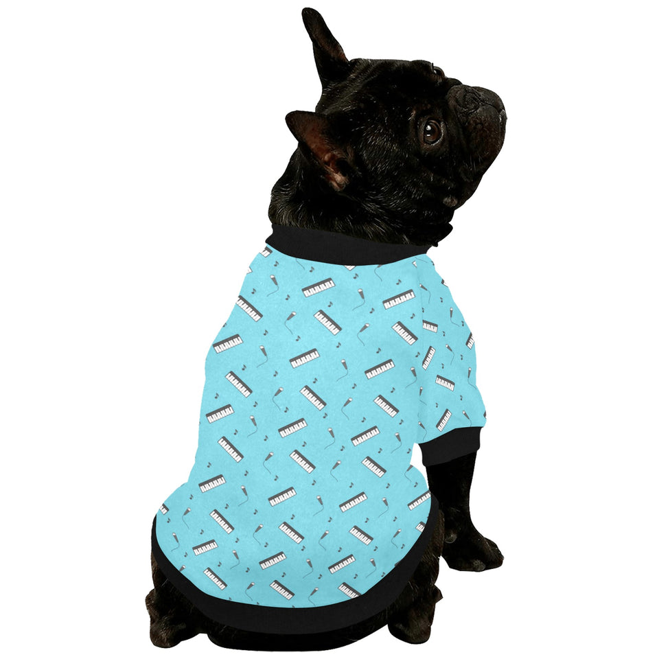 Piano Pattern Print Design 01 All Over Print Pet Dog Round Neck Fuzzy Shirt