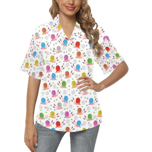 Snail Pattern Print Design 05 Women's All Over Print Hawaiian Shirt