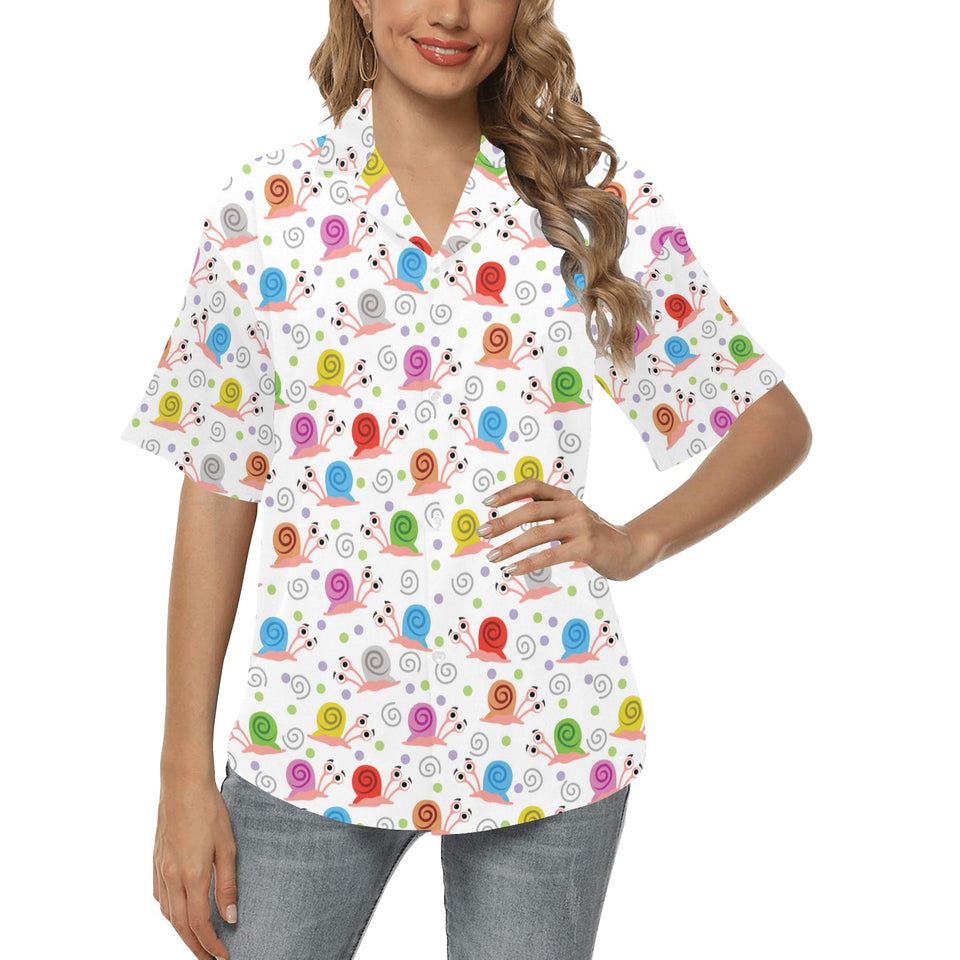 Snail Pattern Print Design 05 Women's All Over Print Hawaiian Shirt