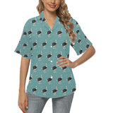 Ostrich Pattern Print Design 01 Women's All Over Print Hawaiian Shirt