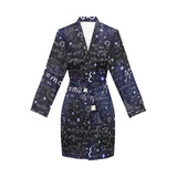 Math Pattern Print Design 02 Women's Long Sleeve Belted Night Robe