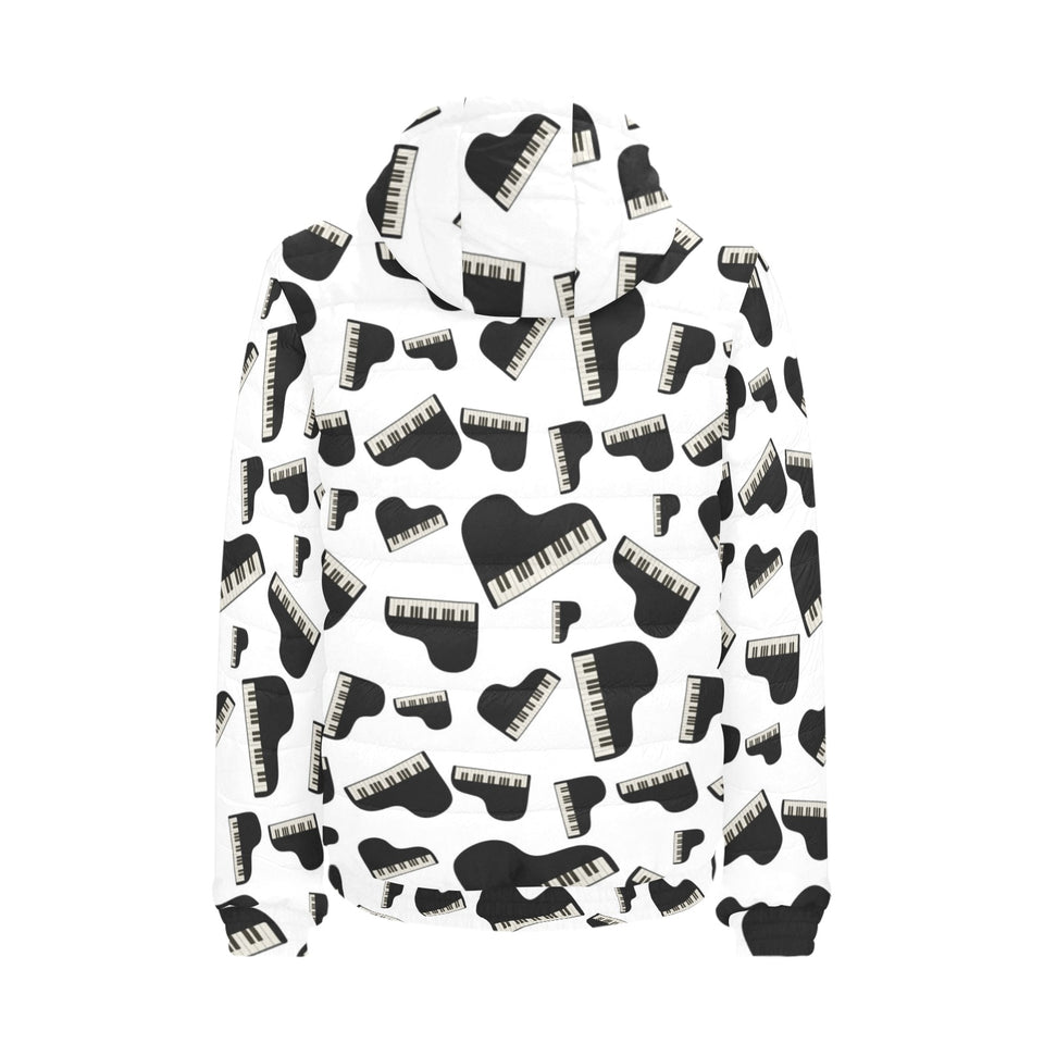 Piano Pattern Print Design 02 Men's Padded Hooded Jacket(ModelH42)