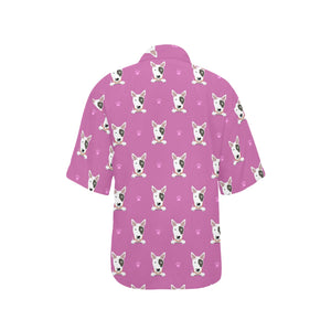 Bull Terrier Pattern Print Design 02 Women's All Over Print Hawaiian Shirt