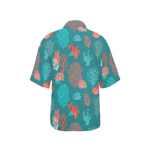 Coral Reef Pattern Print Design 04 Women's All Over Print Hawaiian Shirt