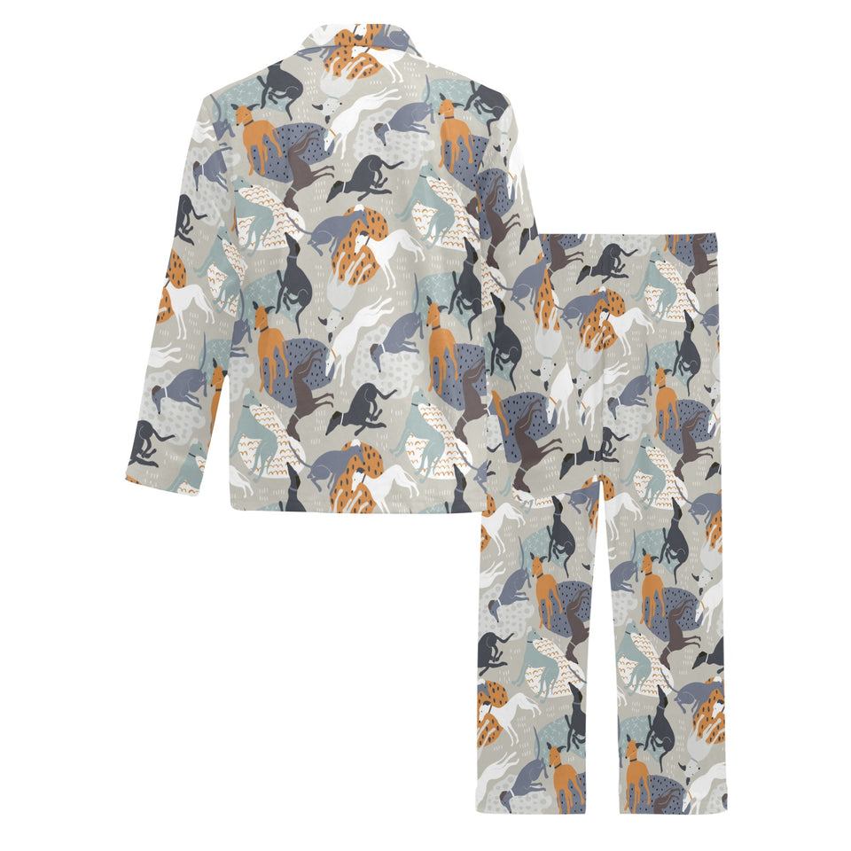 Greyhound Pattern Print Design 04 Men's Long Pajama Set