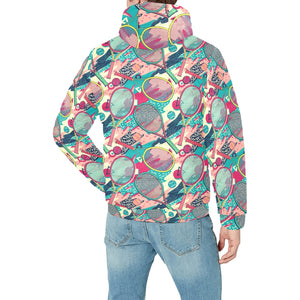 Tennis Pattern Print Design 01 Men's Padded Hooded Jacket(ModelH42)