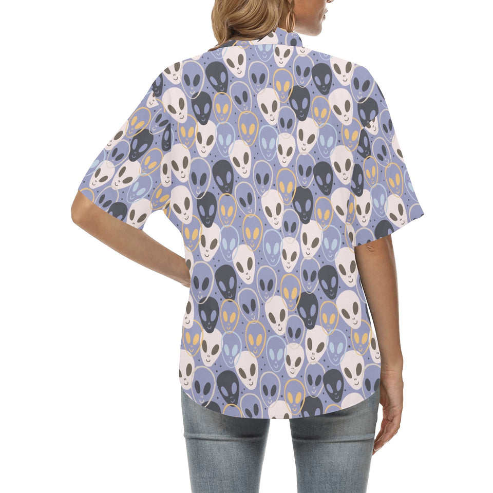 Alien Pattern Print Design 05 Women's All Over Print Hawaiian Shirt