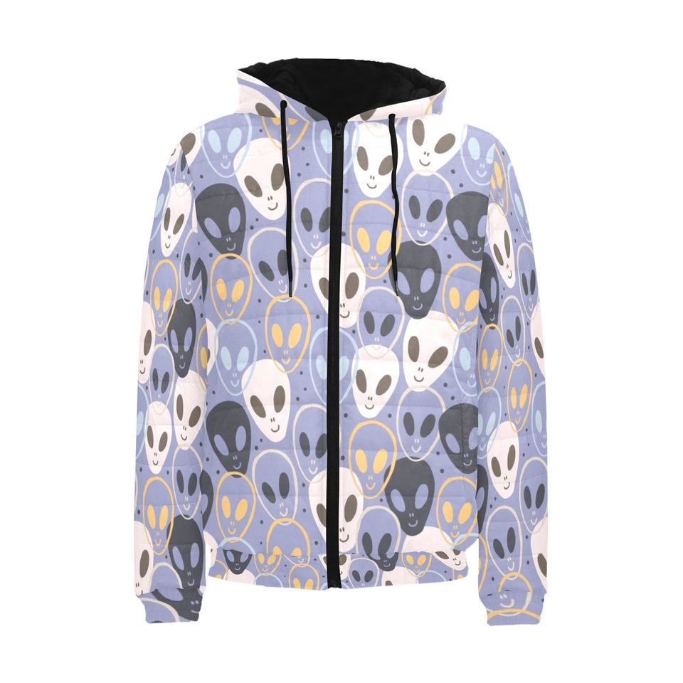 Alien Pattern Print Design 05 Men's Padded Hooded Jacket(ModelH42)