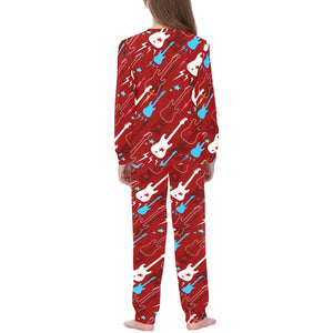 Electical Guitar Red Pattern Kids' Boys' Girls' All Over Print Pajama Set