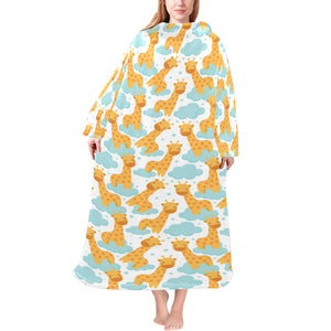 Giraffe Pattern Print Design 05 Blanket Robe with Sleeves