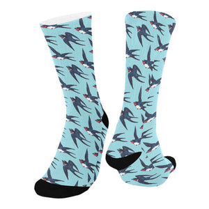 Swallow Pattern Print Design 01 Crew Socks