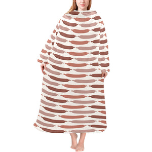 Sausage Pattern Print Design 02 Blanket Robe with Sleeves