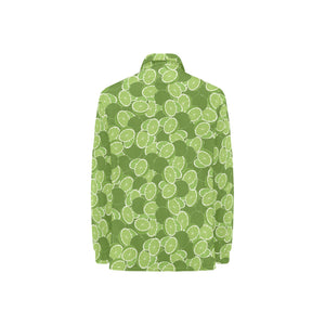 Lime Pattern Background Women's Long Sleeve Polo Shirt