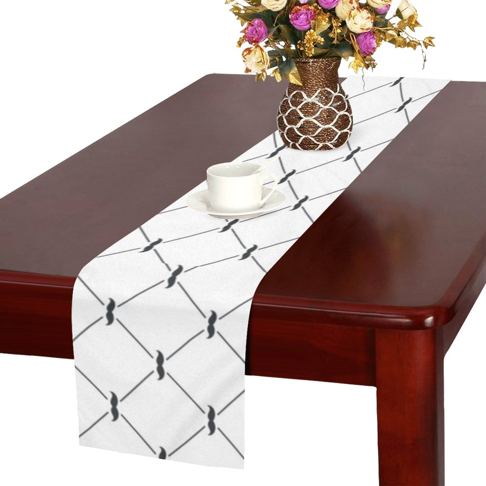 Mustache Beard Pattern Print Design 02 Table Runner