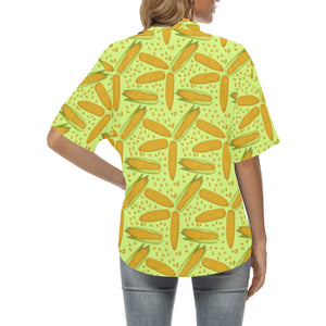 Corn Pattern Print Design 03 Women's All Over Print Hawaiian Shirt