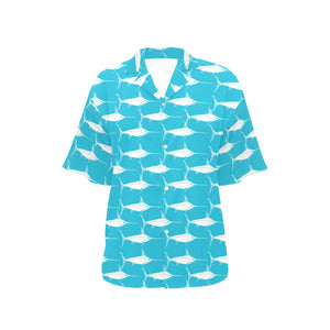 Swordfish Pattern Print Design 02 Women's All Over Print Hawaiian Shirt