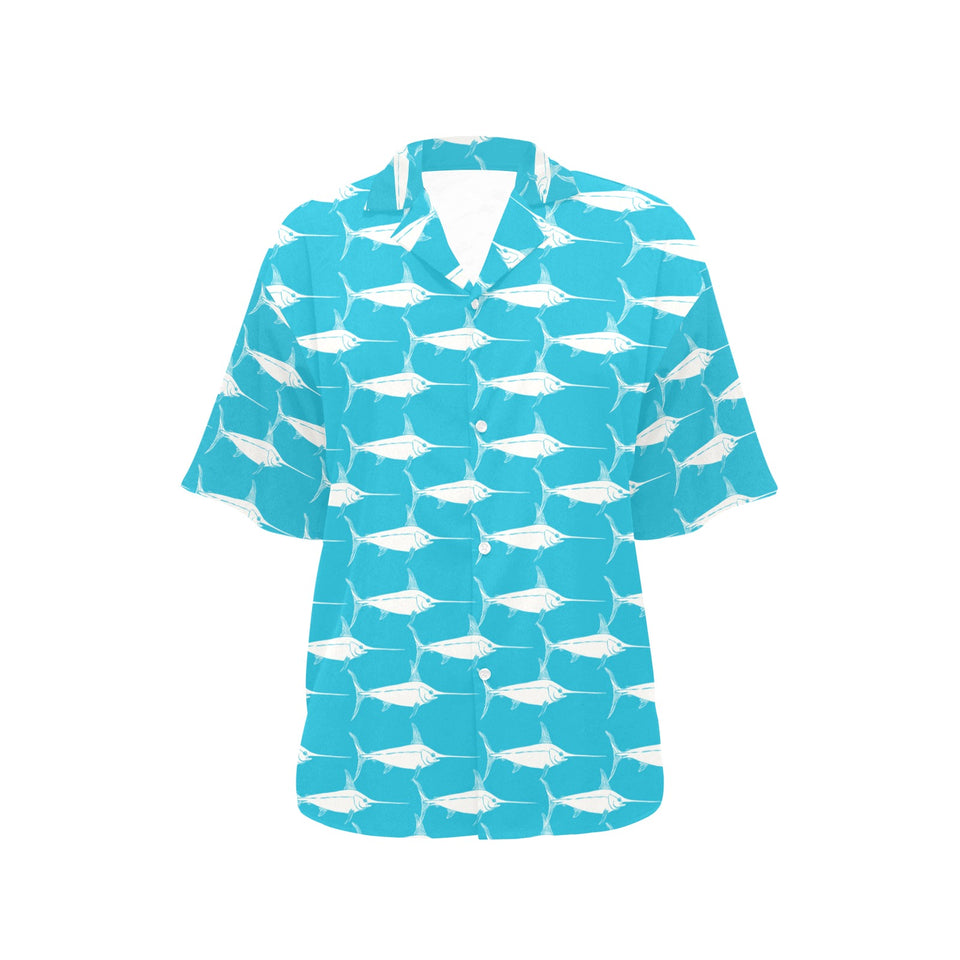 Swordfish Pattern Print Design 02 Women's All Over Print Hawaiian Shirt