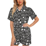 Bicycle Pattern Print Design 05 Women's V-Neck Short Pajama Set