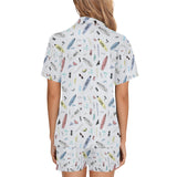 Surfboard Pattern Print Design 01 Women's V-Neck Short Pajama Set