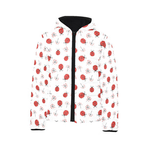 Ladybug Pattern Print Design 04 Kids' Boys' Girls' Padded Hooded Jacket