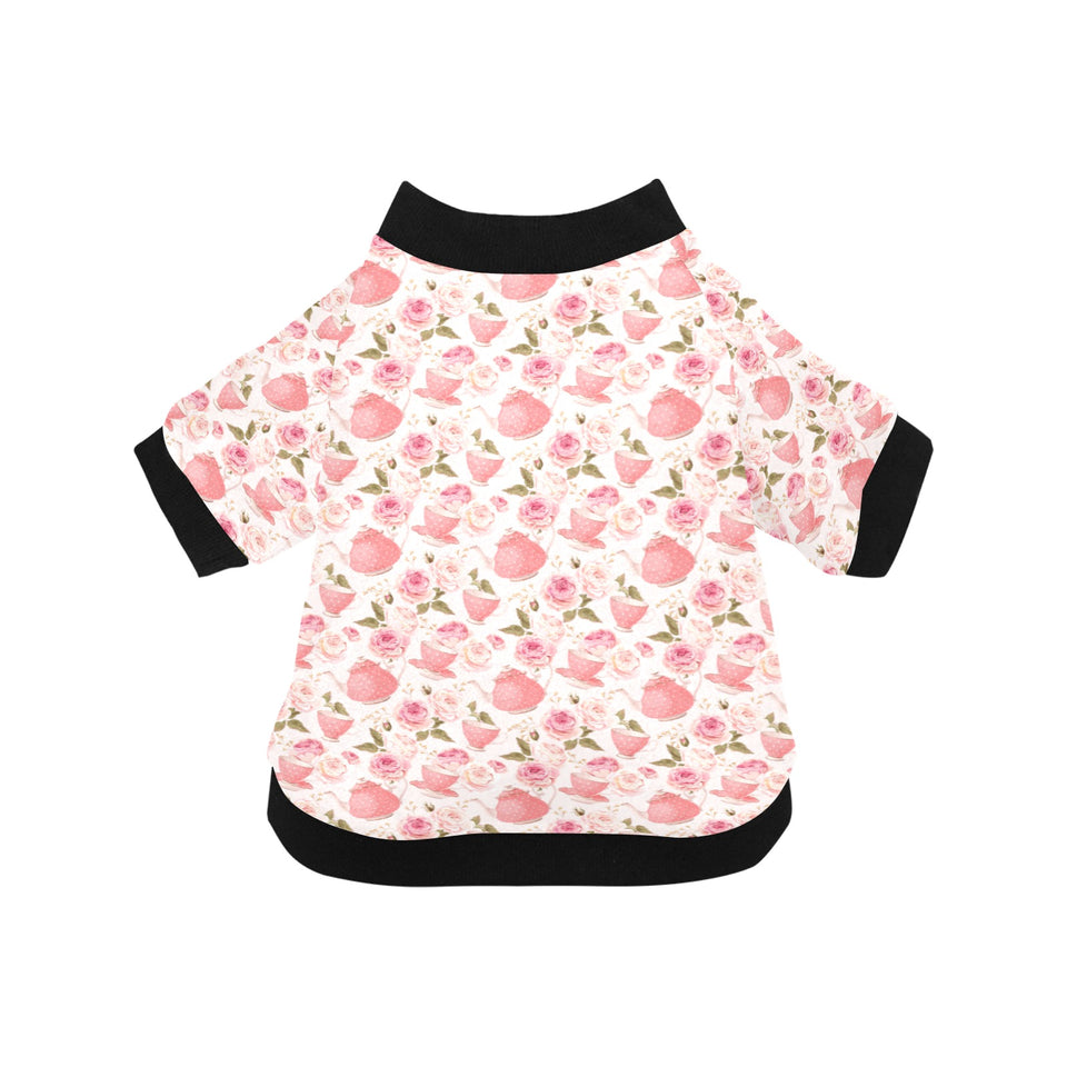 Tea pots Pattern Print Design 04 All Over Print Pet Dog Round Neck Fuzzy Shirt