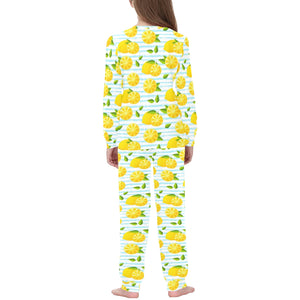 Lemon Pattern Stripe Background Kids' Boys' Girls' All Over Print Pajama Set