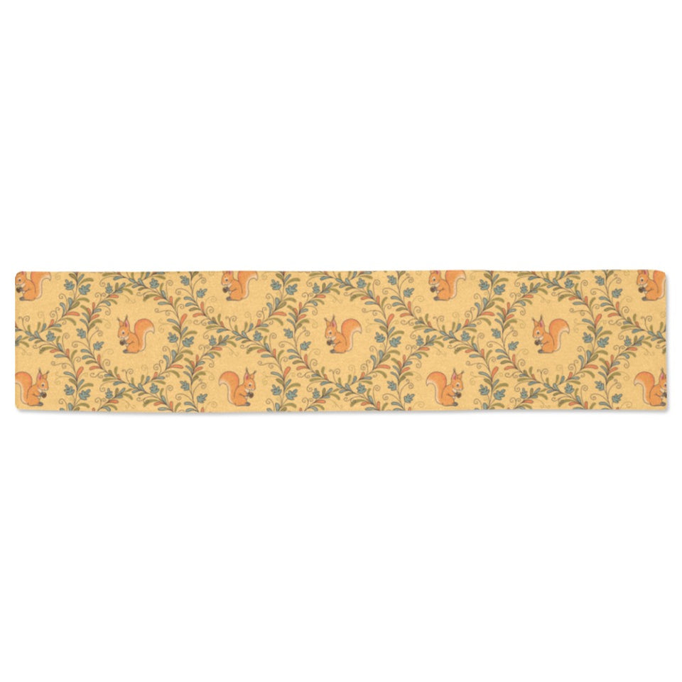 Squirrel Pattern Print Design 01 Table Runner