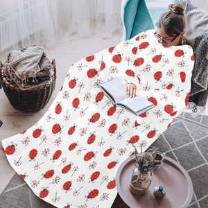 Ladybug Pattern Print Design 04 Blanket Robe with Sleeves