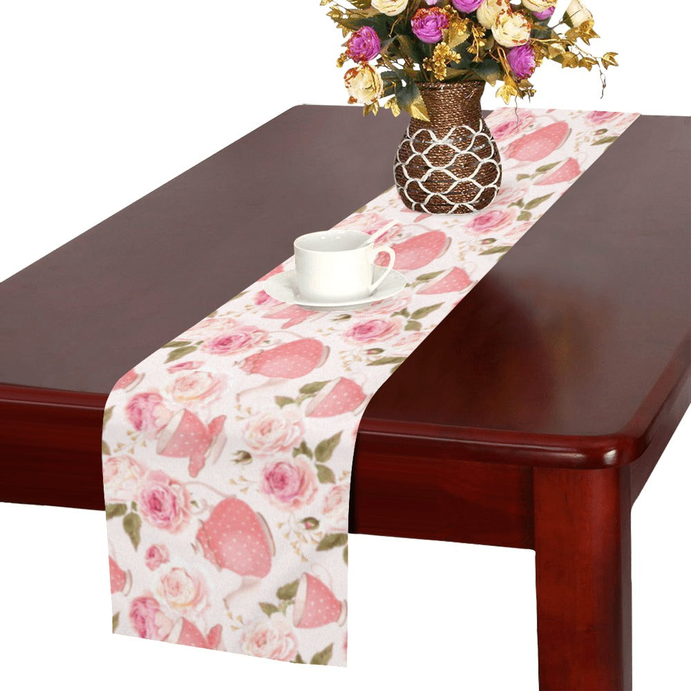 Tea pots Pattern Print Design 04 Table Runner