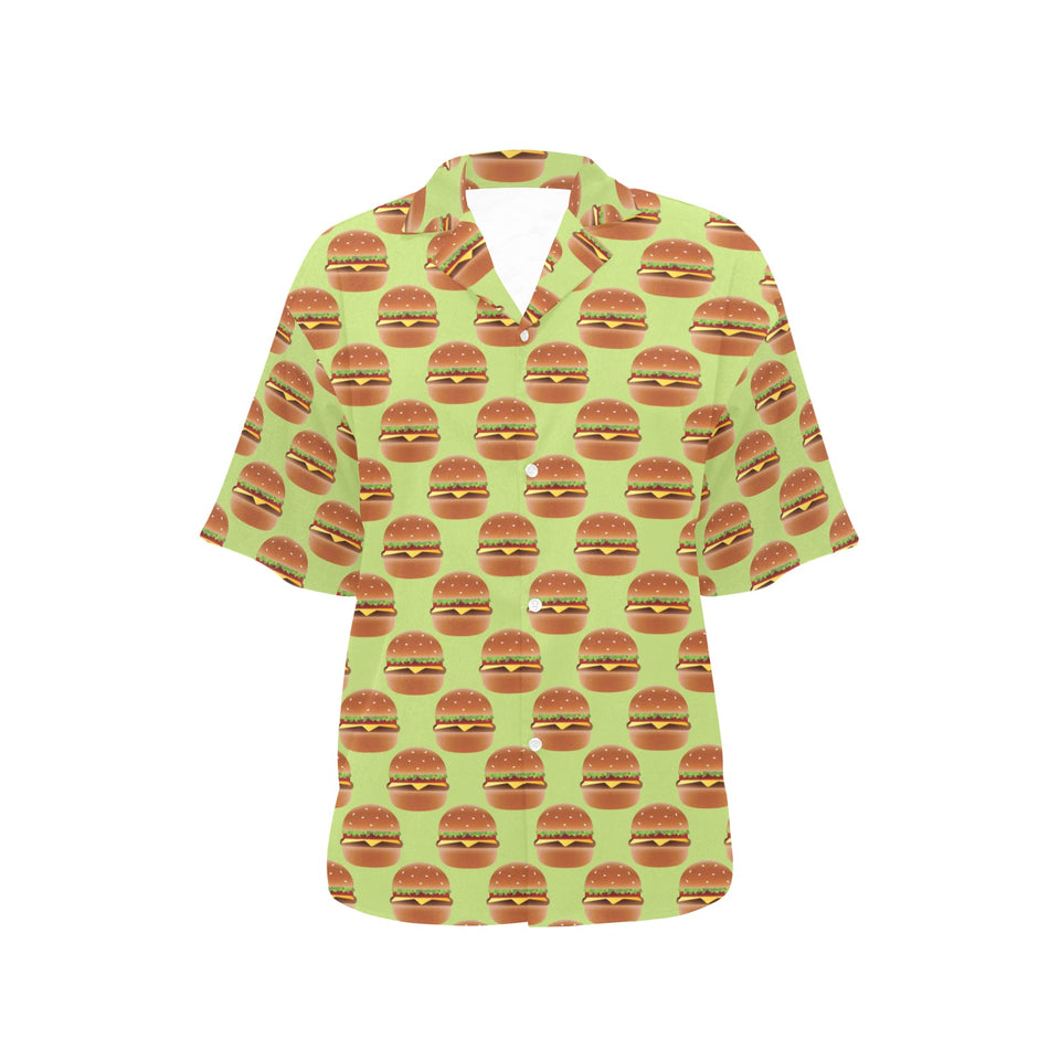 Hamburger Pattern Print Design 02 Women's All Over Print Hawaiian Shirt