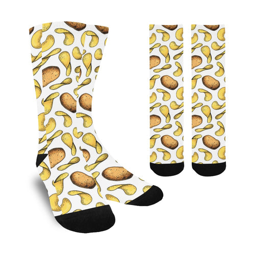 Potato Chips Pattern Print Design 01 Crew Socks