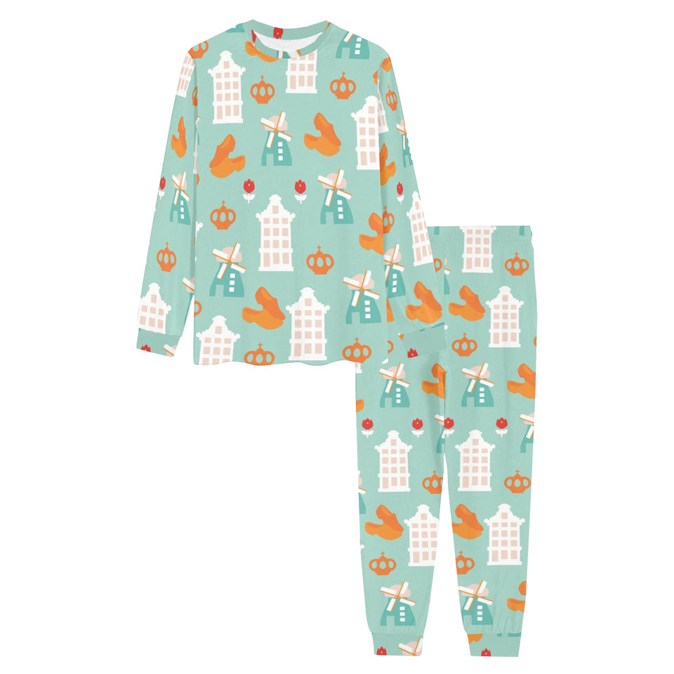 Windmill Pattern Theme Men's All Over Print Pajama