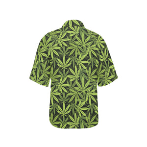 Canabis Marijuana Weed Pattern Print Design 03 Women's All Over Print Hawaiian Shirt