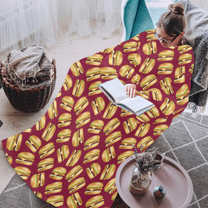 Hamburger Pattern Print Design 01 Blanket Robe with Sleeves