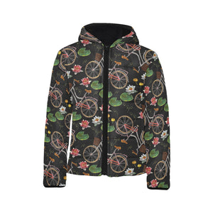 Bicycle Pattern Print Design 03 Kids' Boys' Girls' Padded Hooded Jacket