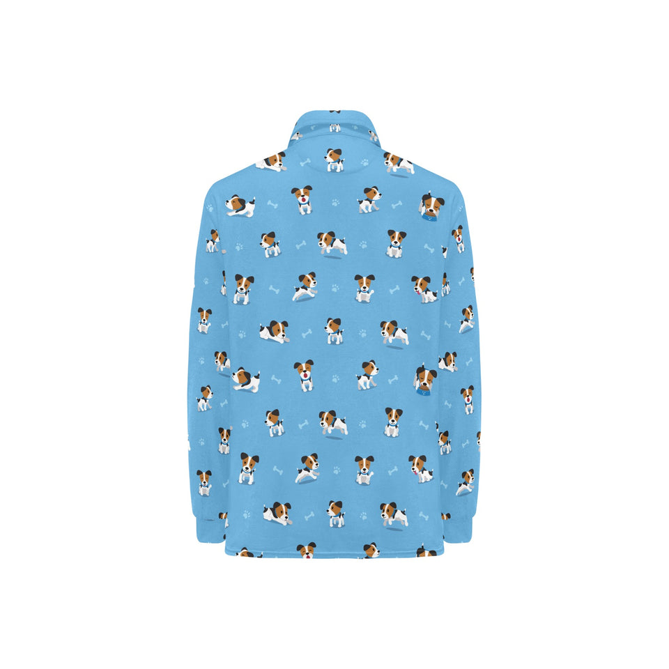 Jack Russel Pattern Print Design 04 Women's Long Sleeve Polo Shirt