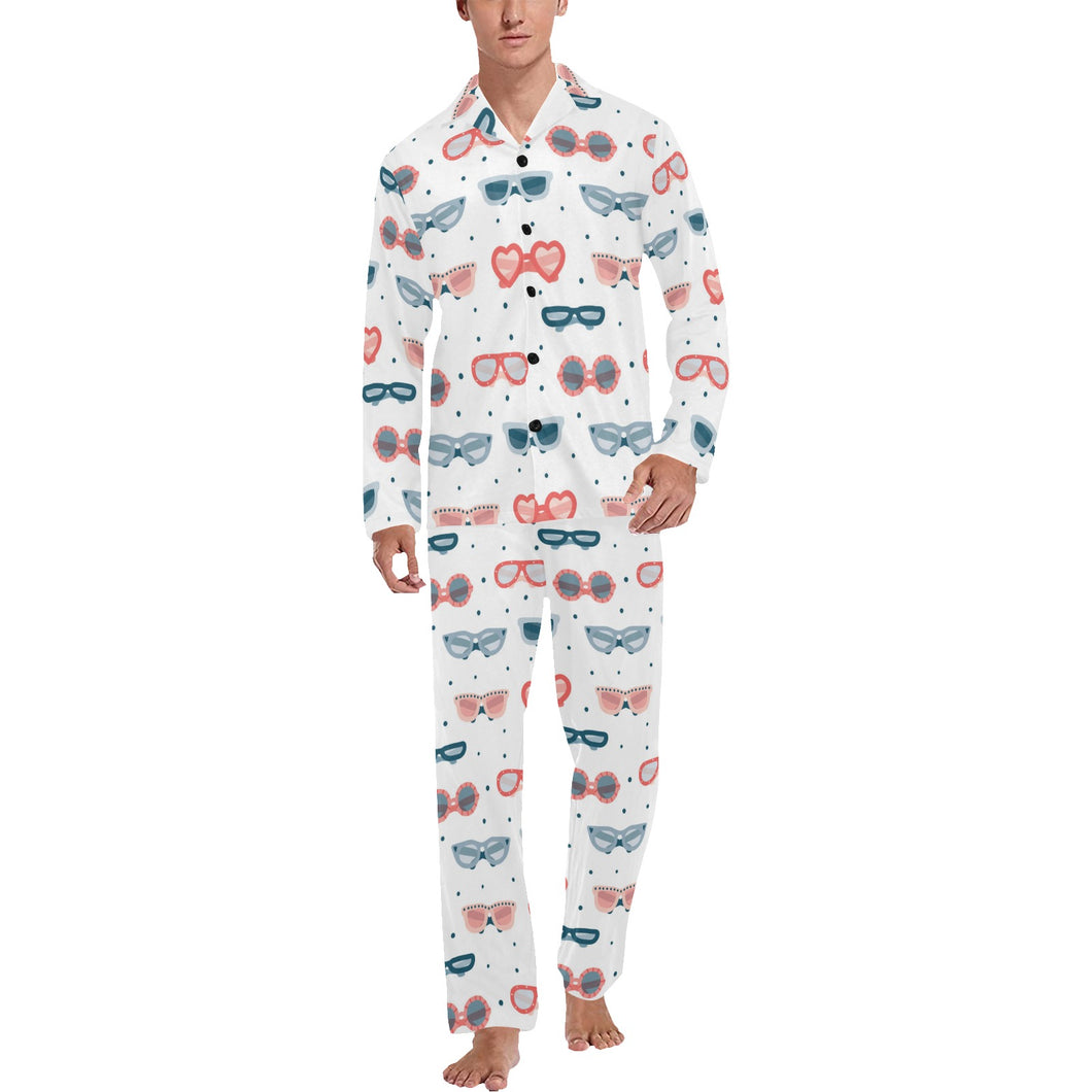 Sun Glasses Pattern Print Design 02 Men's Long Pajama Set