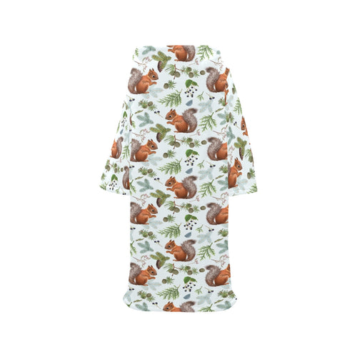 Squirrel Pattern Print Design 02 Blanket Robe with Sleeves