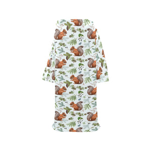 Squirrel Pattern Print Design 02 Blanket Robe with Sleeves