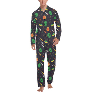 Alien Pattern Print Design 03 Men's Long Pajama Set