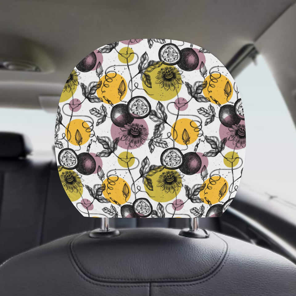 Passion Fruit Pattern Background Car Headrest Cover