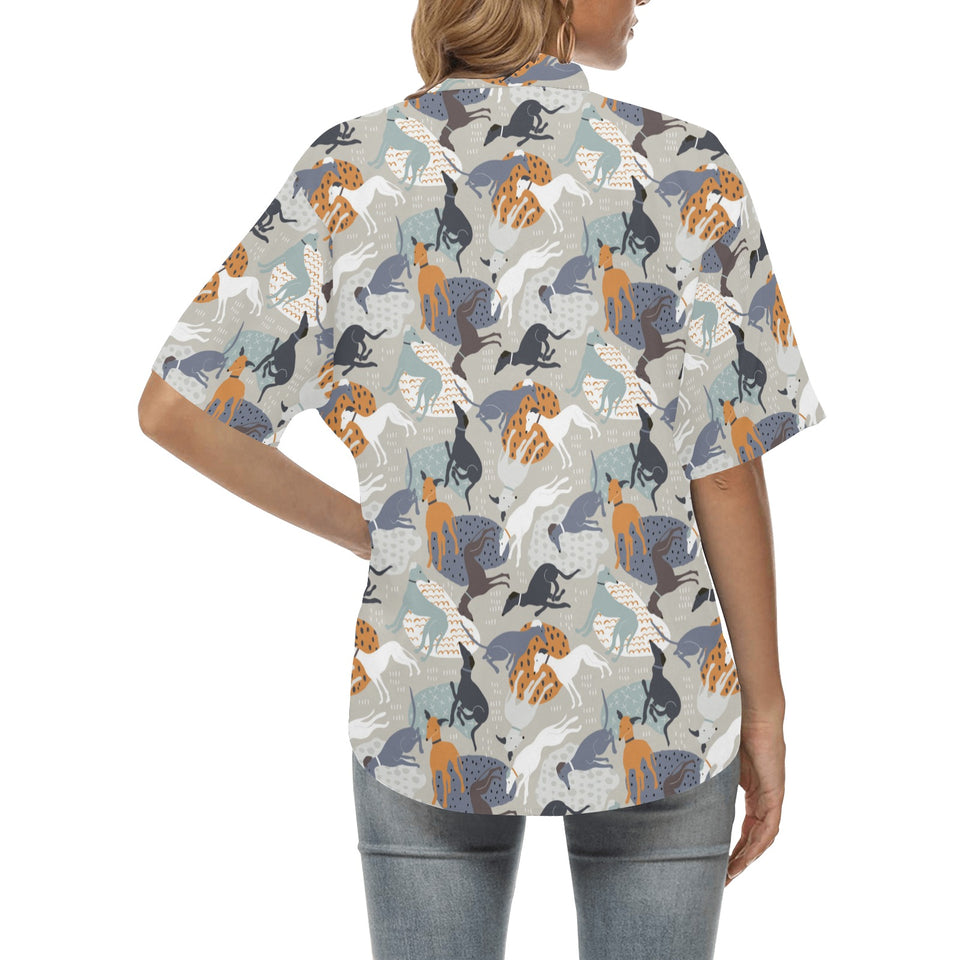 Greyhound Pattern Print Design 04 Women's All Over Print Hawaiian Shirt