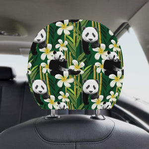 Panda Bamboo Flower Pattern Car Headrest Cover