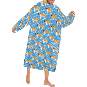 English Bulldog Pattern Print Design 04 Blanket Robe with Sleeves