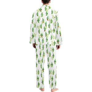 Green Peas Pattern Print Design 04 Men's Long Pajama Set